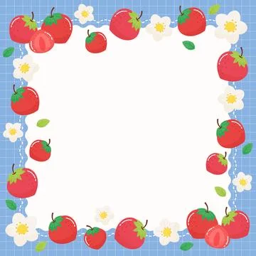 Cute strawberry fruit party frame 1 Illustrazione stock