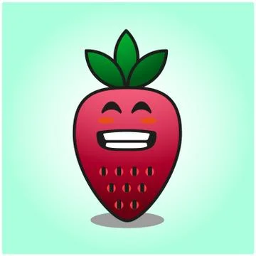 Cute strawberry gradient fix cartoon mascot character vector design Stock Illustration