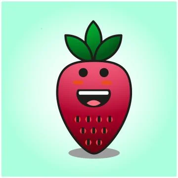 Cute strawberry gradient fix cartoon mascot character vector design Stock Illustration