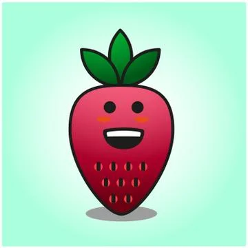 Cute strawberry gradient fix cartoon mascot character vector design Stock Illustration