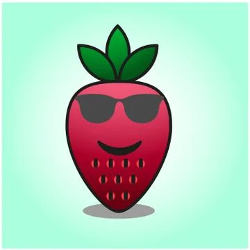 Cute strawberry gradient fix cartoon mascot character vector design Stock Illustration
