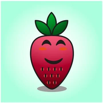 Cute strawberry gradient fix cartoon mascot character vector design Stock Illustration