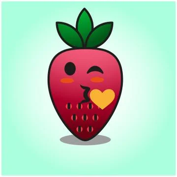 Cute strawberry gradient fix cartoon mascot character vector design Stock Illustration