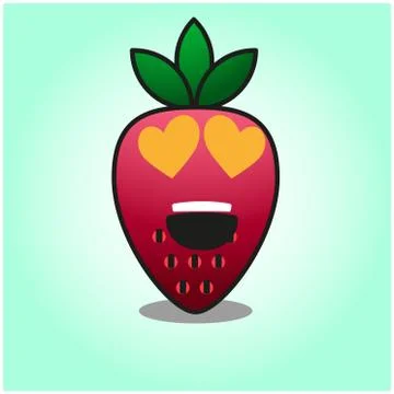 Cute strawberry gradient fix cartoon mascot character vector design Stock Illustration