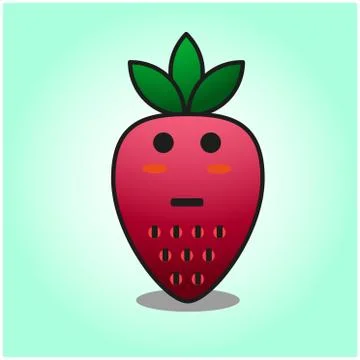 Cute strawberry gradient fix cartoon mascot character vector design Stock Illustration