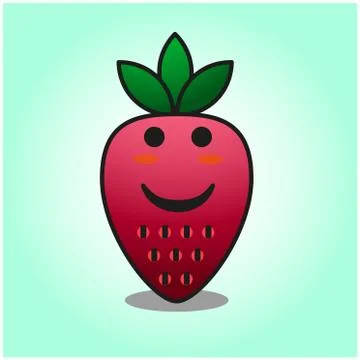 Cute strawberry gradient fix cartoon mascot character vector design Stock Illustration
