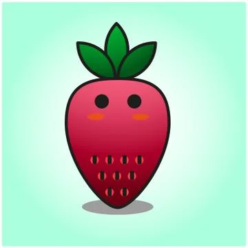 Cute strawberry gradient fix cartoon mascot character vector design Stock Illustration