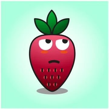 Cute strawberry gradient fix cartoon mascot character vector design Stock Illustration