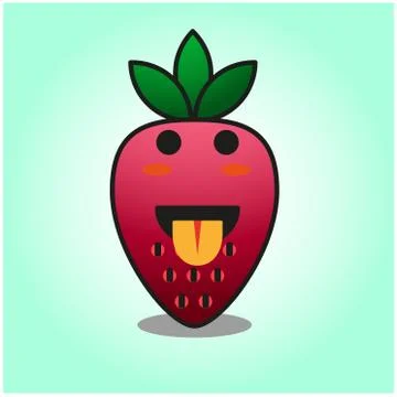 Cute strawberry gradient fix cartoon mascot character vector design Stock Illustration