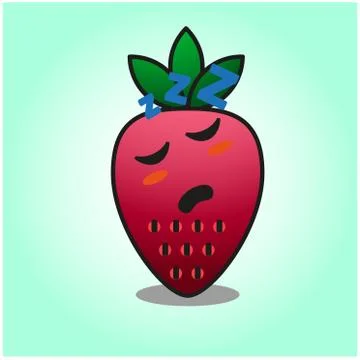 Cute strawberry gradient fix cartoon mascot character vector design Stock Illustration