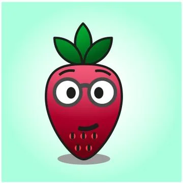 Cute strawberry gradient fix cartoon mascot character vector design Stock Illustration