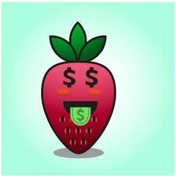 Cute strawberry gradient fix cartoon mascot character vector design Stock Illustration