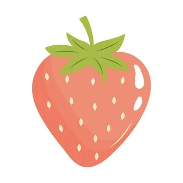 Cute strawberry with leaf. Vector illustration isolated on white background Stock Illustration