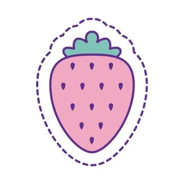 Cute strawberry patch line and fill style icon vector design Illustrazione stock