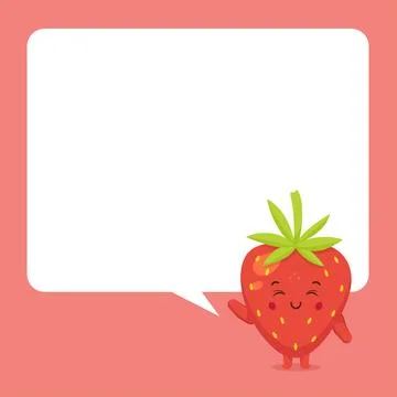 Cute Strawberry with Speech Bubbles Stock Illustration