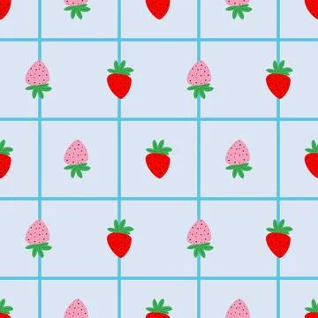Cute Strawberry vector repeat pattern design background Stock Illustration