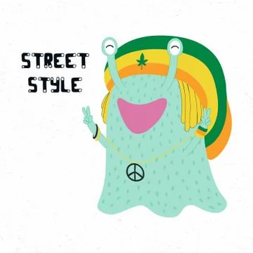 Cute street style monster Stock Illustration