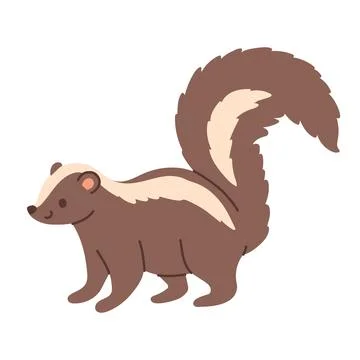 Cute striped skunk vector illustration. Flat design woodland animal character Ilustración de archivo