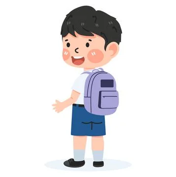 Cute student boy With A Backpack Illustrazione stock