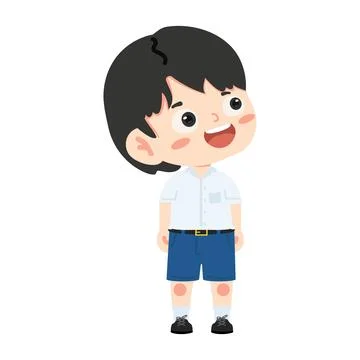 Cute student child looking up Stock Illustration