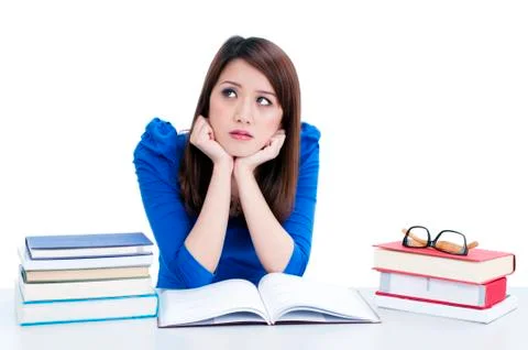 Cute student in deep thought Stock Photos