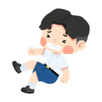 Cute Student slips and falls Stock Illustration