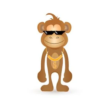 Cute stylish monkey 스톡 일러스트