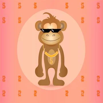Cute stylish monkey 스톡 일러스트