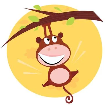 Cute stylish Monkey. New design in shop.   Brown, yellow Stock Illustration