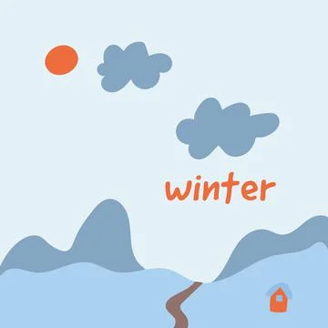 Cute stylish postcard about winter, snow, nature Stock Illustration