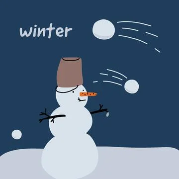 Cute stylish postcard about winter, snow, nature Stock Illustration