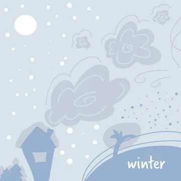 Cute stylish postcard about winter, snow, nature Illustrazione stock