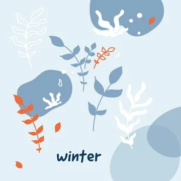 Cute stylish postcard about winter, snow, nature Stock Illustration