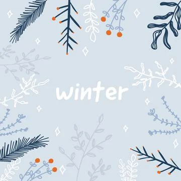 Cute stylish postcard about winter, snow, nature Stock Illustration