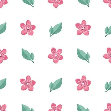 Cute stylish seamless pattern with sakura flowers and twigs Illustrazione stock
