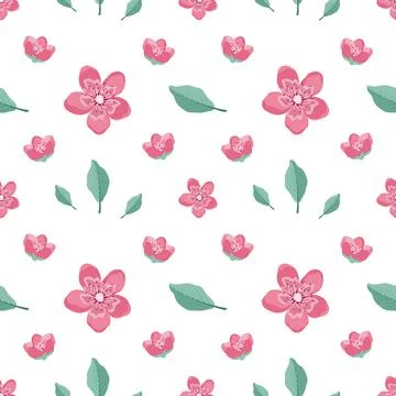 Cute stylish seamless pattern with sakura flowers and twigs Illustrazione stock