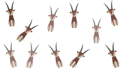 Cute Stylized Antelope Gazelle Pattern for Kids Nursery Fabric and Wallpaper Stock Footage 345539231