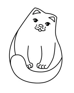 Cute stylized cat - vector linear picture for coloring. Outline. Illustrazione stock