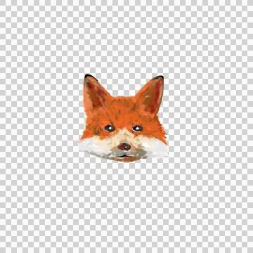 A cute, stylized fox head hand-drawn with colored pencils Stock Illustration