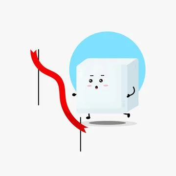 Cute sugar cube character running competition Stock Illustration