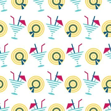 Cute summer beach seamless pattern Stock Illustration