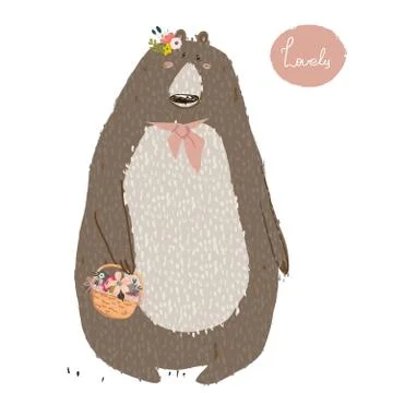 Cute summer bear Stock Illustration