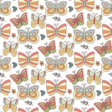Cute summer butterfly pattern Stock Illustration