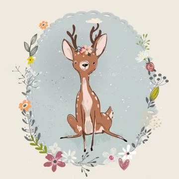 Cute summer deer Stock Illustration