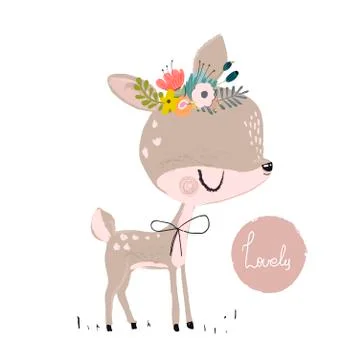 Cute summer deer Stock Illustration