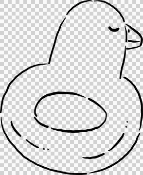 Cute Summer Duck Float Outline Cartoon Hand Drawn Stock Illustration