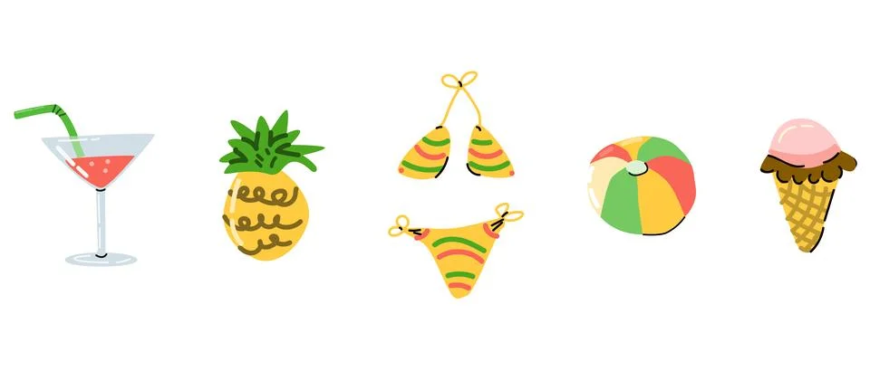 Cute summer elements for beach or vacation 스톡 일러스트