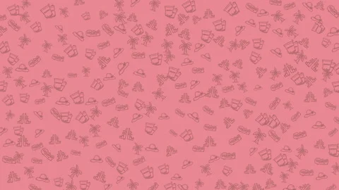 Cute Summer Icons Pattern on Pink Background Seamless Looping Animation Vidéo 343552188
