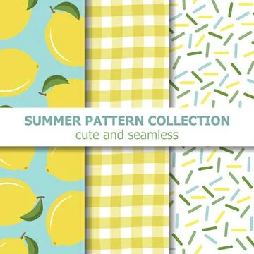 Cute summer pattern collection. Lemon theme. Summer banner Stock Illustration