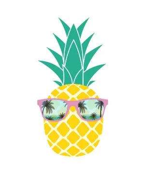 Cute Summer Pineapple in Sunglasses. Vector Illustration Stock Illustration